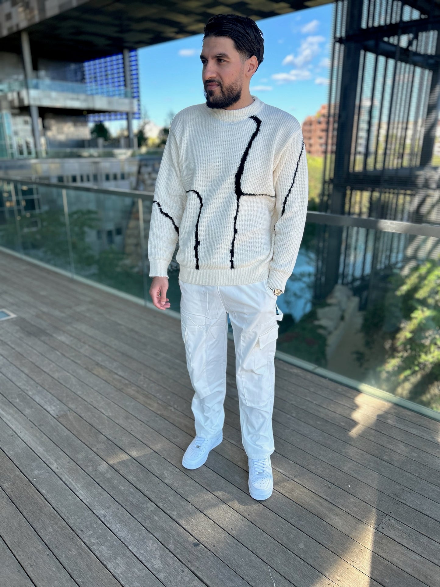 PULL NERA BLANC