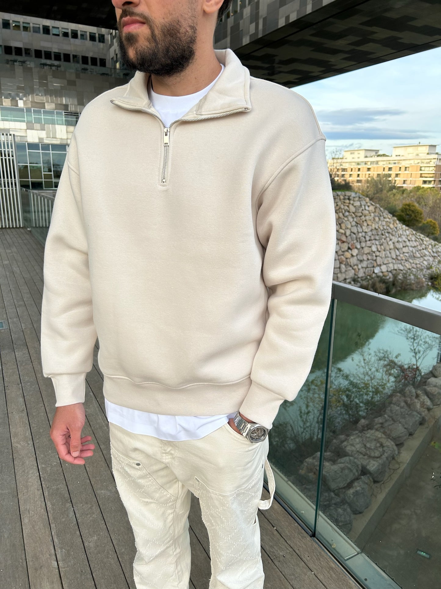 PULL ZIPPED BEIGE