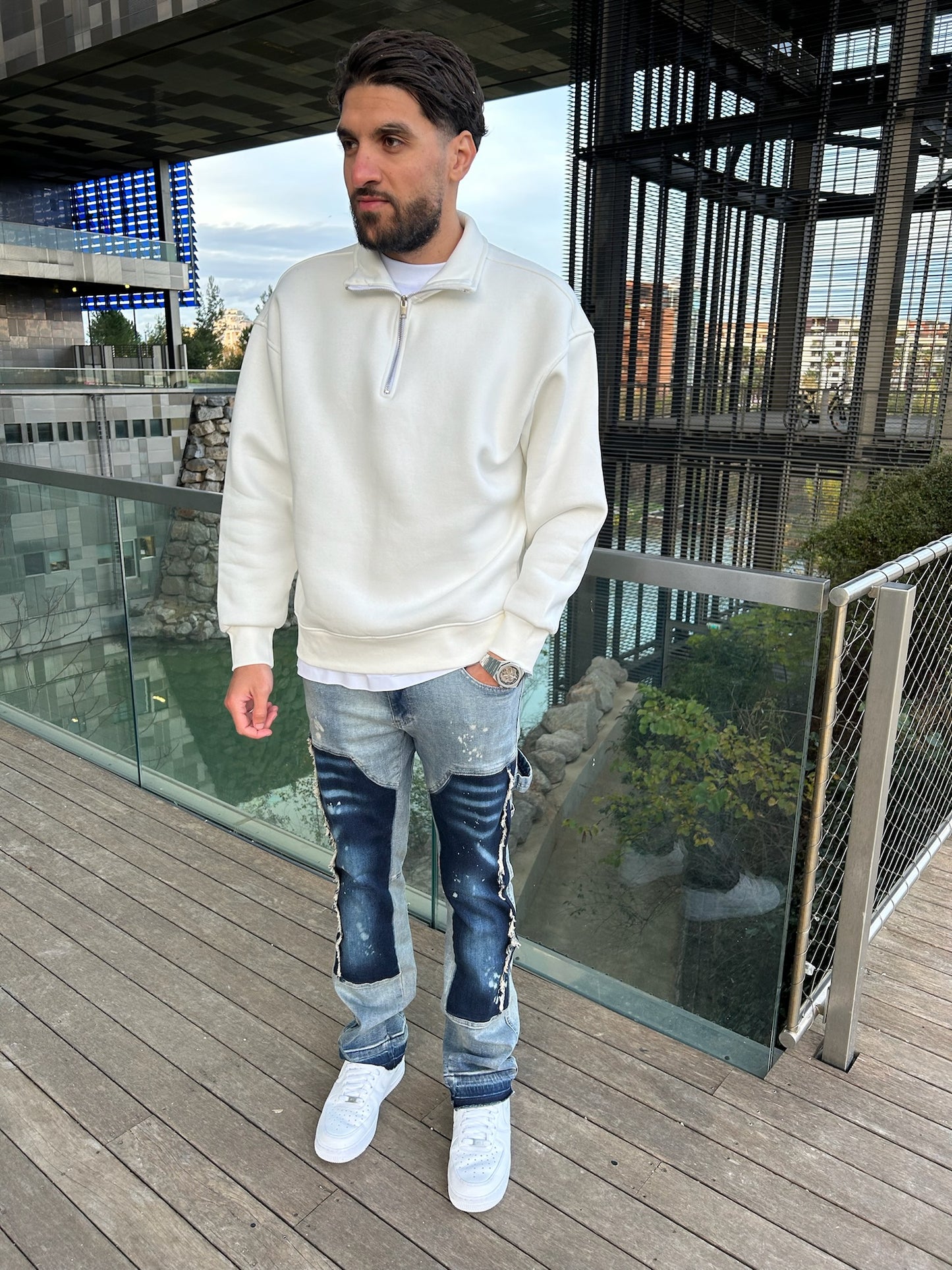 PULL ZIPPED BLANC