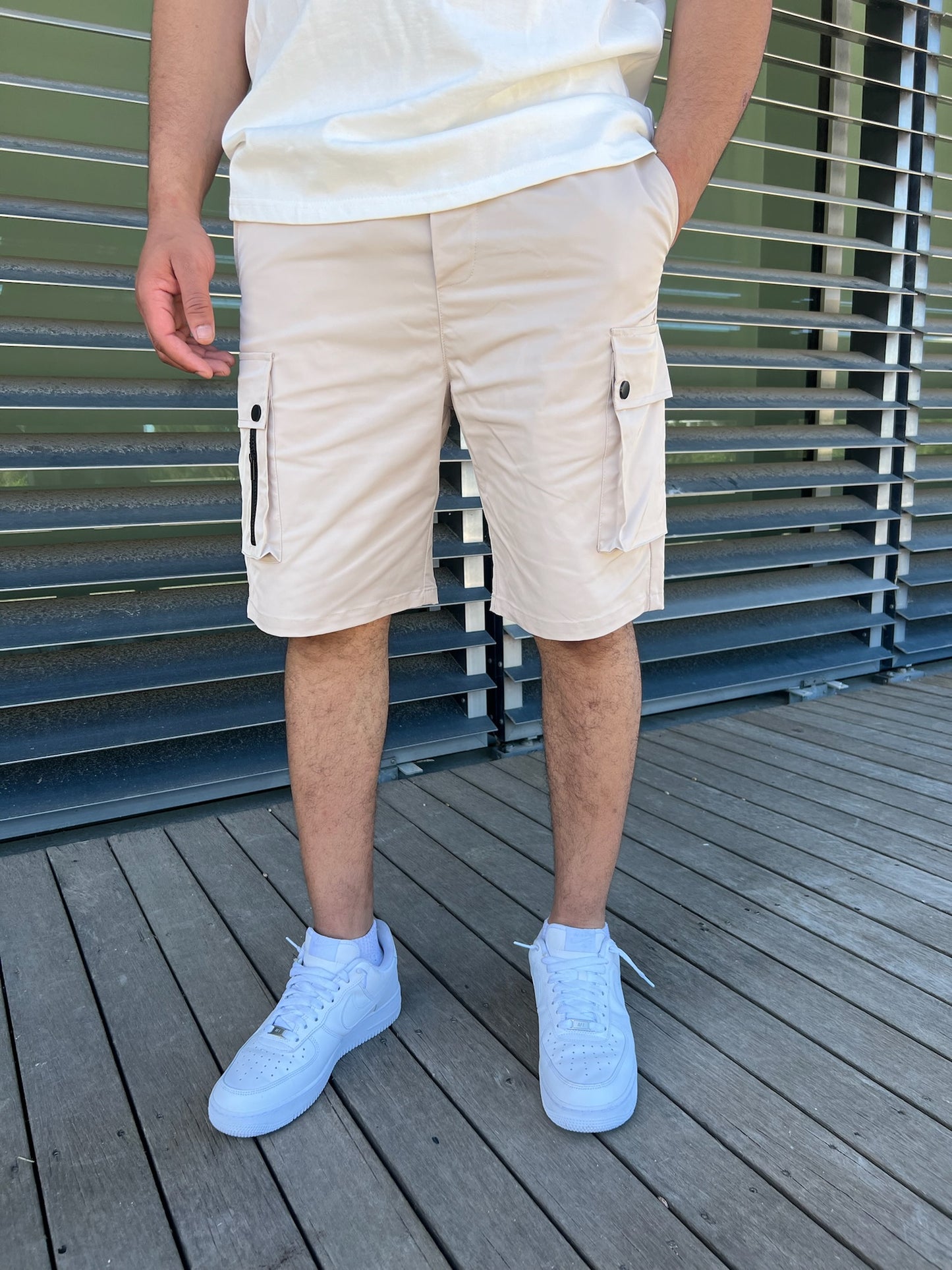 SHORT ZIPPÉ BEIGE