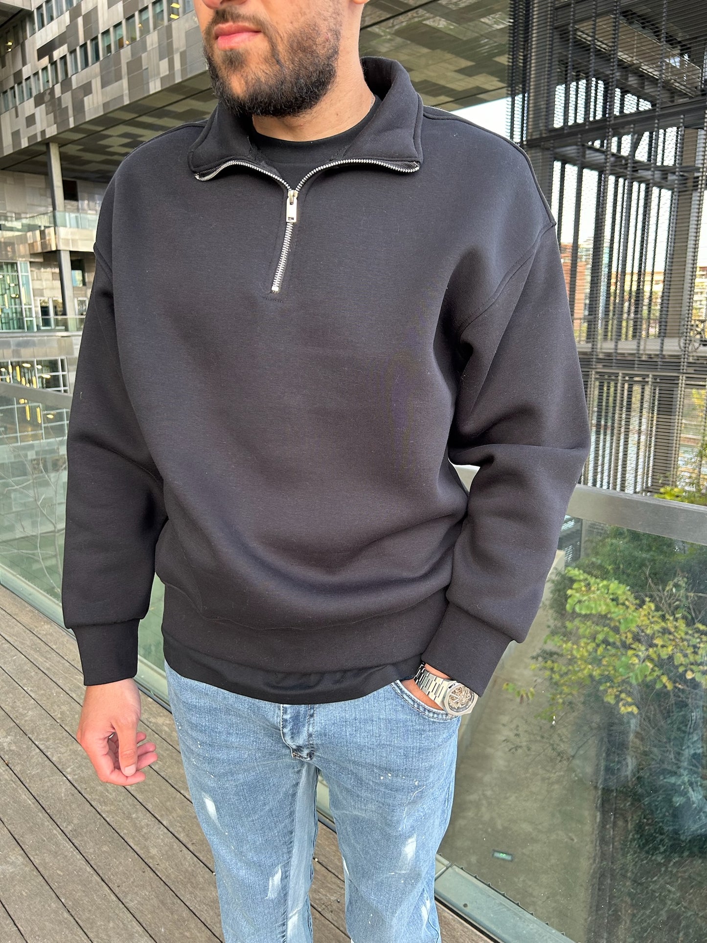 PULL ZIPPED NOIR