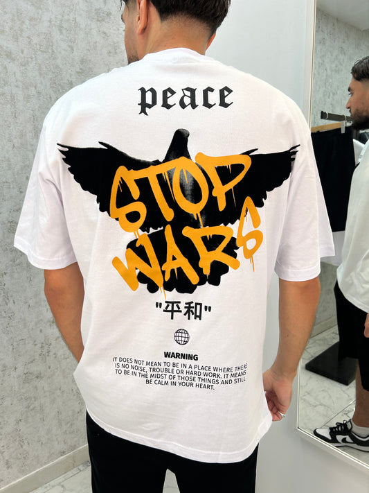 T-SHIRT PEACE BLANC