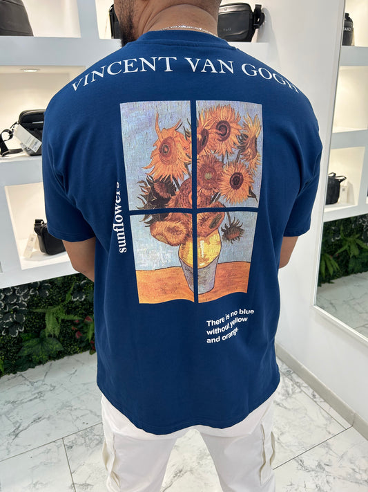 T-SHIRT SUNFLOWER BLEU